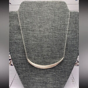 Contemporary Curved Bar Silver Tone Necklace